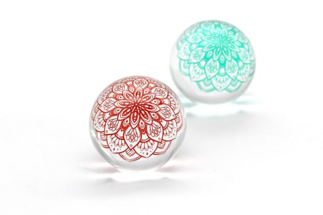 印刷　ガラス玉　ガラス