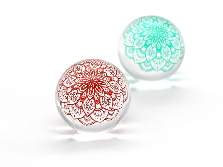 印刷　ガラス玉　ガラス